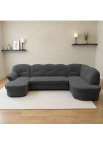 DOMO collection Wohnlandschaft »Flores auch in Leder-Bezug in grau, Größe B/H/T: 293 cm x 84 cm x 182 cm