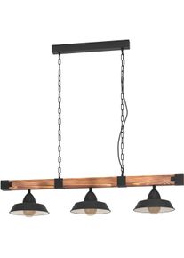 Eglo Pendelleuchte »OLDBURY« E27 Vintage Pendelleuchte, Industrial, aus Stahl und Holz, E27, 118 cm in braun