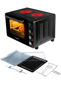 Hanseatic Multiofen »HMO287BKB mit 2 Glaskeramik-Kochfeldern« Ober/Unterhitze/Umluft; 28L Garraum, Grillspieß in schwarz