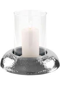 Fink Windlicht »ALDO« Metall vernickelt / Glas - Höhe 24 cm x Ø 27,5 cm in farblos, Größe B/H/T: 24 cm