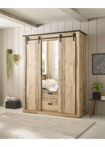 Home Affaire Kleiderschrank »SHERWOOD Schlafzimmerschrank mit Spiegel,2 Schubladen in braun, Größe B/H/T: 161 cm x 209 cm x 63 cm
