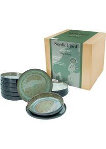 Creatable Teller-Set »Nordic Fjord« Tafelservice, 6 Speiseteller Ø 26 cm, 6 Suppenteller Ø 22,5 cm in grün
