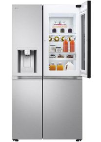 LG Side-by-Side X-Serie »GSXE90MBAD« 179 cm hoch 91,3 cm breit großes Wein- und Flaschenregal in silberfarben