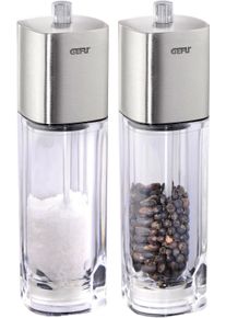 Gefu Salz-/Pfeffermühle »Dueto« mit Keramikmahlwerk in silberfarben
