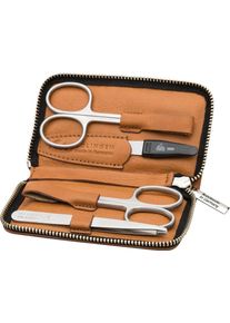 ERBE® Erbe Damen Maniküre-Etui »Lederetui mit Zippverschluss« Hochwertiges Maniküre-Etui aus Rindleder mit Solinger Instrumenten. in braun, Größe B/H/T:...