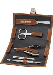 ERBE® Erbe Damen Maniküre-Etui »Wickeletui aus echtem Leder« bestückt mit Solinger Premium Stahlwaren in braun, Größe B/H/T: 70 mm x 158 mm x 40 mm 5 Stk.