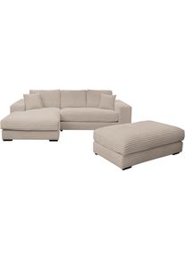 werk2 Polstergarnitur »Eden L-Form + Hocker. Mega Couch Breite 286cm in grau, Größe B/H/T: 286 cm x 84 cm x 184 cm