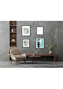 queence Bild »Minimalist« Abstrakt Bilder von Frauen Fashion Frau Magazincover Mode Schriftzug Schwarz-Weiß Sprüche & Texte 4 Stk. tlg. gerahmt in...