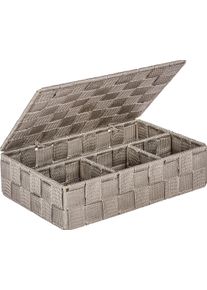 Wenko Aufbewahrungskorb »Adria« mit Deckel in grau, Größe B/H/T: 26 cm x 7,5 cm x 17 cm