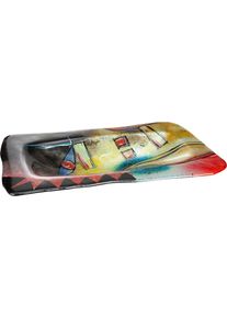 Gilde Glas Art Dekoschale »Confuso 2« handbemalt mit Fusingglas-Elementen in bunt, Größe B/H/T: 32 cm x 8 cm x 50 cm