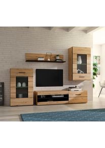 FORTE Wohnwand »Seikola« 4 Stk. tlg. in schwarz, Größe B/H/T: 238,2 cm cm