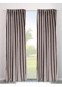 my home Vorhang »Velvet uni« Multifunktionsband 2 Stk. tlg. Samt, 2-er Set, Vorhang, edel, einfarbig in beige