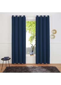 my home Gardine »SOLA« Ösen 1 Stk. tlg. Schal einfarbig, Verdunkelung, 1er oder 2er Set Gardinen in blau