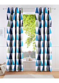 Lüttenhütt Lüttenhütt Verdunkelungsvorhang »Dreieck« Ösen 1 Stk. tlg. einseitig mit Dreiecken bedruckte Kindergardine, blickdicht in blau