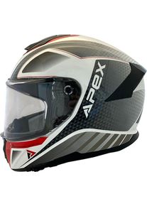 Apex FT300 New York, Full Face Hjelm , farve: Hvid/Grå/Rød , størrelse: L
