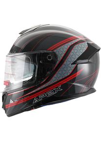 Apex FT300 Vienna, capacete integral , cor: Preto/Cinzento/Vermelho , tamanho: XL