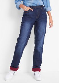 bonprix Dżinsy ocieplane, straight, mid waist, niebieski, 44