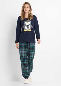 bonprix Femei Pijama cu pantaloni din finet, alb, 48/50