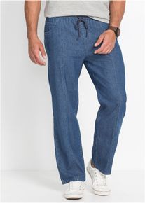 bonprix Classic Fit belebújós nadrág vékony pamutból, Straight, kék, 48