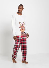 Långärmad pyjamas i ekologisk bomull - vit - storlek 60/62 (XXL) - bonprix