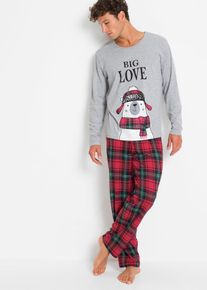 Långärmad pyjamas med ekologisk bomull - grå - storlek 44/46 (S) - bonprix