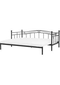 Beliani Ausziehbett 80x200 cm Schwarz Tulle , Metall , 80x200 cm , Schlafzimmer, Betten, Metallbetten