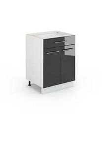VICCO Badschrank Fame-Line Anthrazit Hochglanz 60 x 82 cm mit Schublade ohne Ap , Schwarz Hochglanz, Weiß , Holzwerkstoff , 3 Fächer , 1 Schubladen , Rechteckig , 60x82x51.6 cm , Badezimmer, Badezimmerschränke, Midischränke