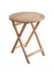 Beliani Balkontisch Heller Holzfarbton Prossedi , Hellbraun , rund , 60x73x60 cm , Gartenmöbel, Gartentische, Gartentische