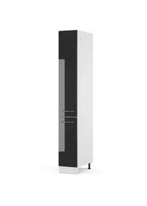 VICCO Badschrank Fame-Line Anthrazit Hochglanz 30 x 206.8 cm , Schwarz Hochglanz, Weiß , Holzwerkstoff , 5 Fächer , Rechteckig , 30x206.8x58 cm , Badezimmer, Badezimmerschränke, Hochschränke