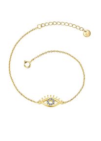 Glanzst&uuml;cke M&uuml;nchen Glanzst&uuml;cke M&uuml;nchen, Damen, Gliederarmband &raquo;GSM1003&laquo; mit Zirkonia, gelbgold + blau, gelbgold + blau, Damen Armband