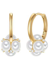Yokoamii , Paar Creolen »Set: Y516« mit Perle (synth.) , gelbgold , 19,4 mm , Modeschmuck-Creolen für Damen