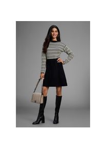 Laura Scott, Damen, Strickkleid Ohne Tasche Ohne Taschen mit grafischem Strickmuster - NEUE KOLLEKTION, schwarz-creme, N-Gr, 46 -N-Gr, schwarz-creme, 