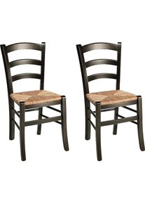 Home Affaire, Esszimmerstuhl &raquo;Super Paesana&laquo; (Set) 2 Stk.aus Massivholz Buche mit Sitz aus Grasgeflecht, wengefarben, B/H/T: 40 cm x 87 cm x 49 cm, 