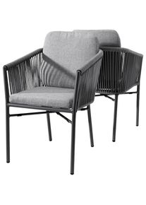 Destiny, Gartensessel &raquo;LUCCA&laquo; Set, 2 Stk. tlg. Aluminium, Rope, inkl. Auflagen, stapelbar, grau, Bezug: 100% Polyester, Polyester, grau