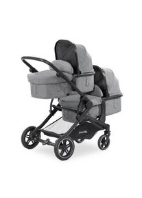 hauck Zwillingswagen , Grau , Textil , 64x108x125 cm , Feststellbremse, Fu&szlig;st&uuml;tze abklappbar, Federung, Verdeckung abnehmbar, 5-Punkte-Gurt, f&uuml;r Babyschale geeignet, Transportsicherung, Sitz umsetzbar, erweiterbar f&uuml;r Geschwister , Baby on Tour, Kinderwagen, Geschwisterwagen & Zwillingskinderwagen