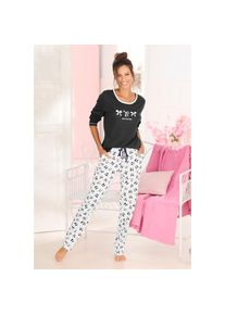 Vivance Dreams , Pyjama Set, 2 Stk. tlg., Mit süßem Schleifenmuster , schwarz/ecru-gemustert , 36/38 , 36/38 , Pyjama mit schönem Print