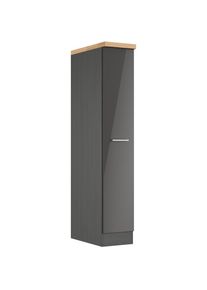 KOCHSTATION, Apothekerschrank &raquo;KS-Milan&laquo; Apothekerschrank 30 cm, matte oder hochgl&auml;nzende Fronten, grau Hochglanz, MDF, grafitgrau -B/H/T: 30 cm x 166