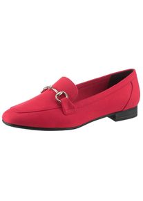 Marco Tozzi , Slipper , Blockabsatz, Loafer, Businessschuh mit Schmuckspange , rot , 36 , 36 , Eleganter Loafer in veganer Verarbeitung