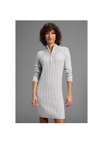 Laura Scott, Damen, Strickkleid Ohne Tasche Ohne Taschen mit Troyer-Ausschnitt in Rippstrick - NEUE KOLLEKTION, white-grey-mealnge, N-Gr, 42 -N-Gr, 