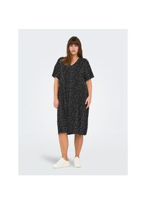Only CARMAKOMA , Shirtkleid »CARFYRLA LIFE S/S V-NCK BLK AOP DRE NOOS« Sommerkleid, weich fließende Jersey Qualität , Black AOP:CLOUD DANCER DOTS ,...