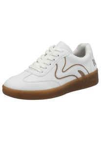 RIEKER Sport , Damen , Plateausneaker , Freizeitschuh, Halbschuh, Schnürschuh in veganer Verarbeitung , weiß-camelfarben , 38 , 38 , Basket-Sneaker...