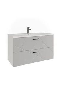 VICCO Waschbeckenunterschrank Irma Weiß/Weiß Hochglanz 100 x 57 cm mit 2 Schubladen , Weiß Hochglanz, Weiß Hochglanz , Holzwerkstoff , Rechteckig , 100x57x44.6 cm , Badezimmer, Badezimmerschränke, Waschbeckenunterschränke