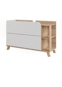 VICCO Waschbeckenunterschrank Karen Sonoma/Weiß 100 x 65 cm mit 2 Schubladen , Sonoma Eiche, Weiß , Holzwerkstoff , Rechteckig , 100x65x35 cm , Badezimmer, Badezimmerschränke, Waschbeckenunterschränke