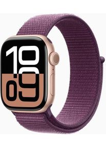 Apple Watch Series 10 Aluminium 42 mm (2024) | GPS | roségold | Sportloop | plommon