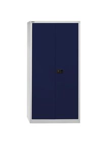 Bisley Armario de puertas batientes UNIVERSAL, H x A x P 1806 x 914 x 400 mm, 3 baldas galvanizadas, 4 pisos de archivadores, gris luminoso / azul