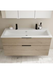 Burgbad Eqio Meuble avec vasque slim en céramique, 2 tiroirs, SHBV122F6423C0001G0200,