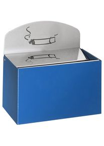 Var Wandasbak met waarschuwingsbordje, h x b x d = 87 x 140 x 98 mm, plaatstaal, gentiaanblauw