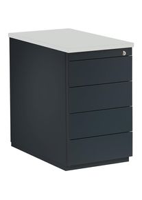 Mauser Contenedor con cajones, H x P 720 x 800 mm, 4 cajones, gris antracita / gris antracita / gris luminoso