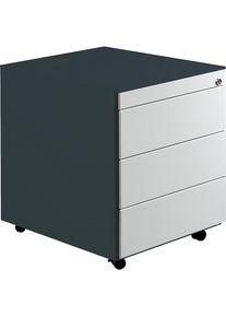 Mauser Buck rodante, H x P 570 x 600 mm, placa de acero, 3 cajones, gris antracita / gris luminoso