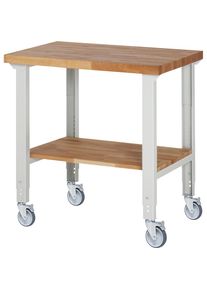 Fahrbare Werkbank Serie 7000, 4 Lenkrollen, Ablageboden, Platten-BxT 1000 x 700 mm eurokraft pro